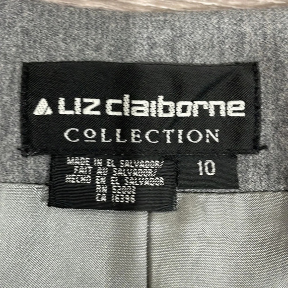 Vintage Liz Claiborne Collection Wool Single Button Gray Blazer Suit Jacket 10 - Picture 9 of 15
